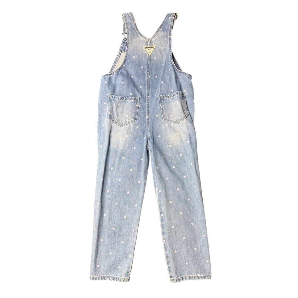 OshKosh B'gosh Pink Hearts Denim Overalls Size 5T - Picture 4 of 11